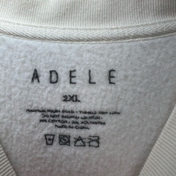 Adele Official Merch Hello Its Me Fleece Sweatshirt Crewneck Bone White Tour XXL - Picture 2 of 15